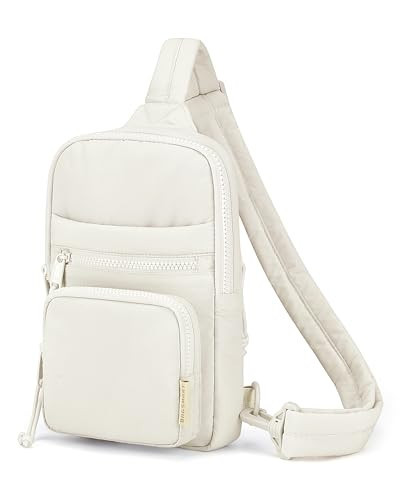 BAGSMART Crossbody Sling Bags for Women, Small Crossbody Purse Fanny Packs with Adjustable Strap, Sling Backpck for travel-Beige | Amazon (US)