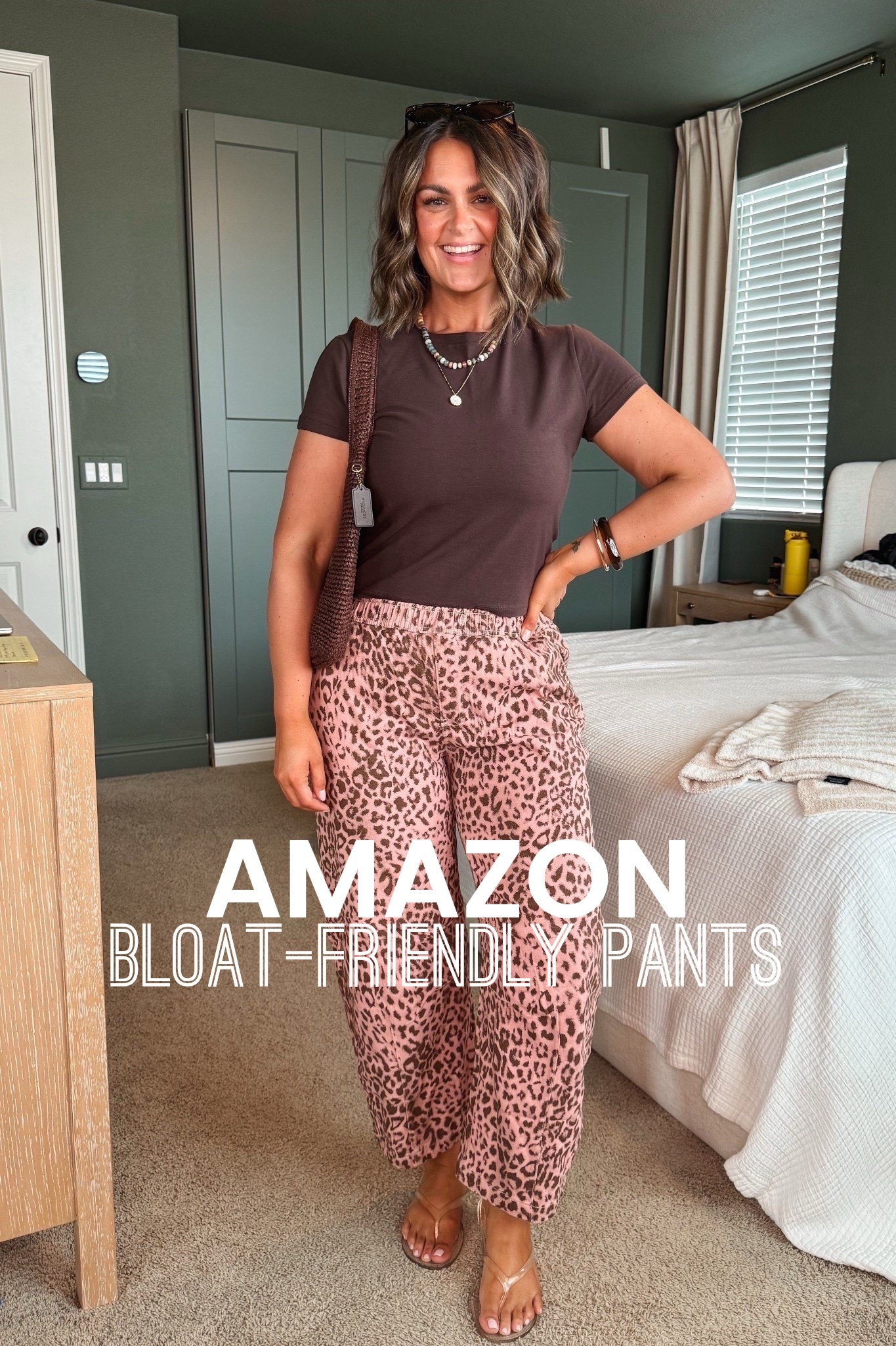 Affordable bloat-friendly pants, XL
Tshirt, large
Bra, XL
Sandals, true size 10

Size 12, midsize, Amazon find, pull on pants, curvy friendly, spring outfit 66s6T