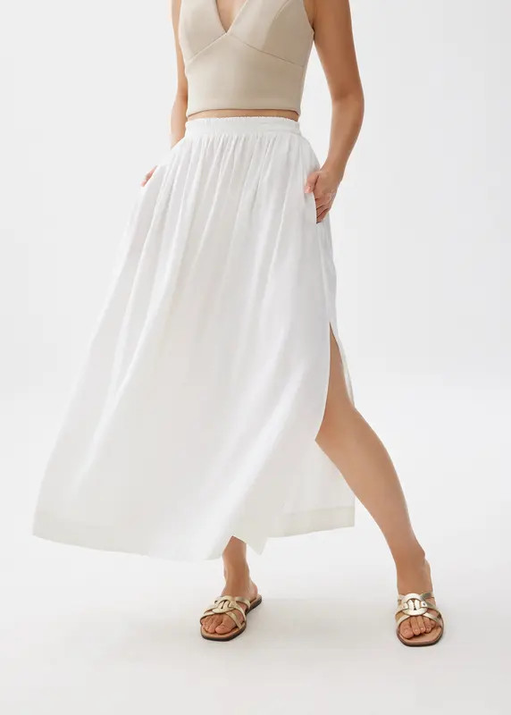 Rei Elastic Linen A-line Maxi Skirt | Love, Bonito USA