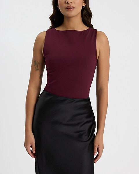 Body Contour Stretch Cotton Boat Neck Tank | Express