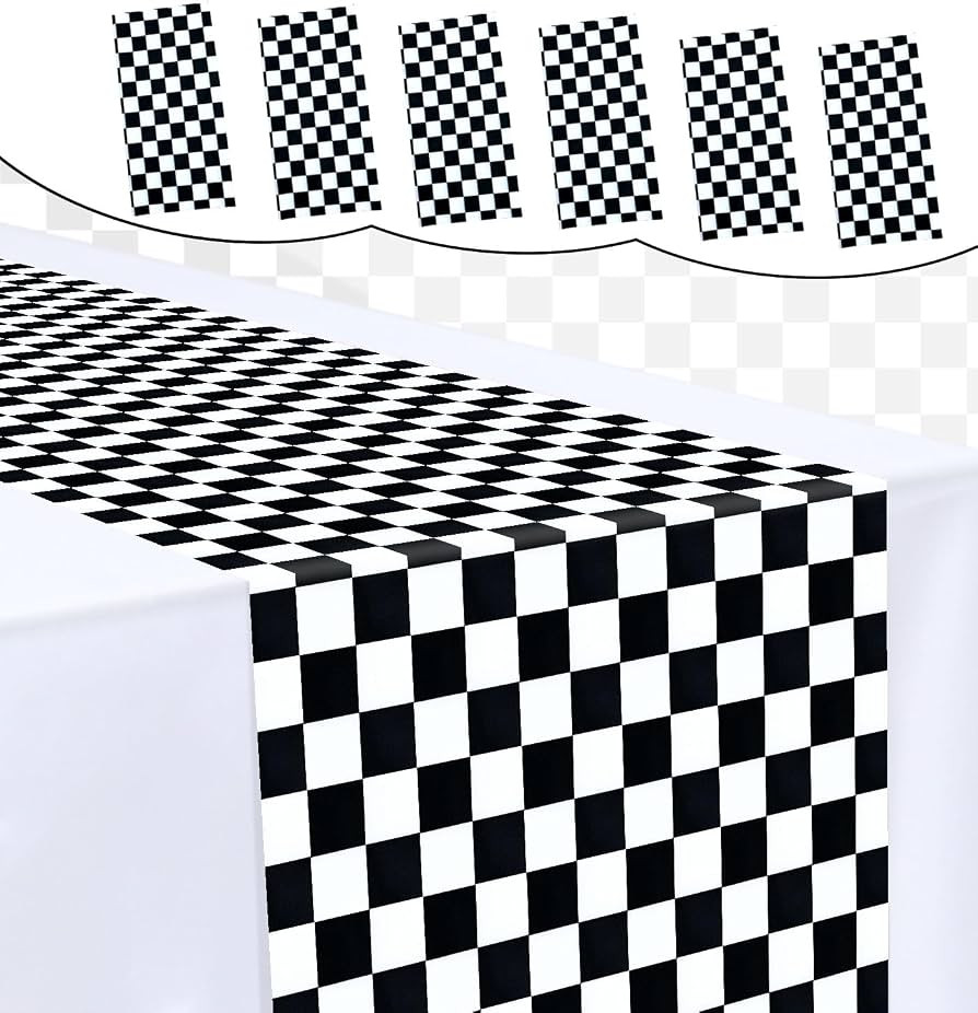 6 Pcs Black and White Checkered Table Runner 14 x 108 Plastic Table Runner for Race Car Theme Par... | Amazon (US)