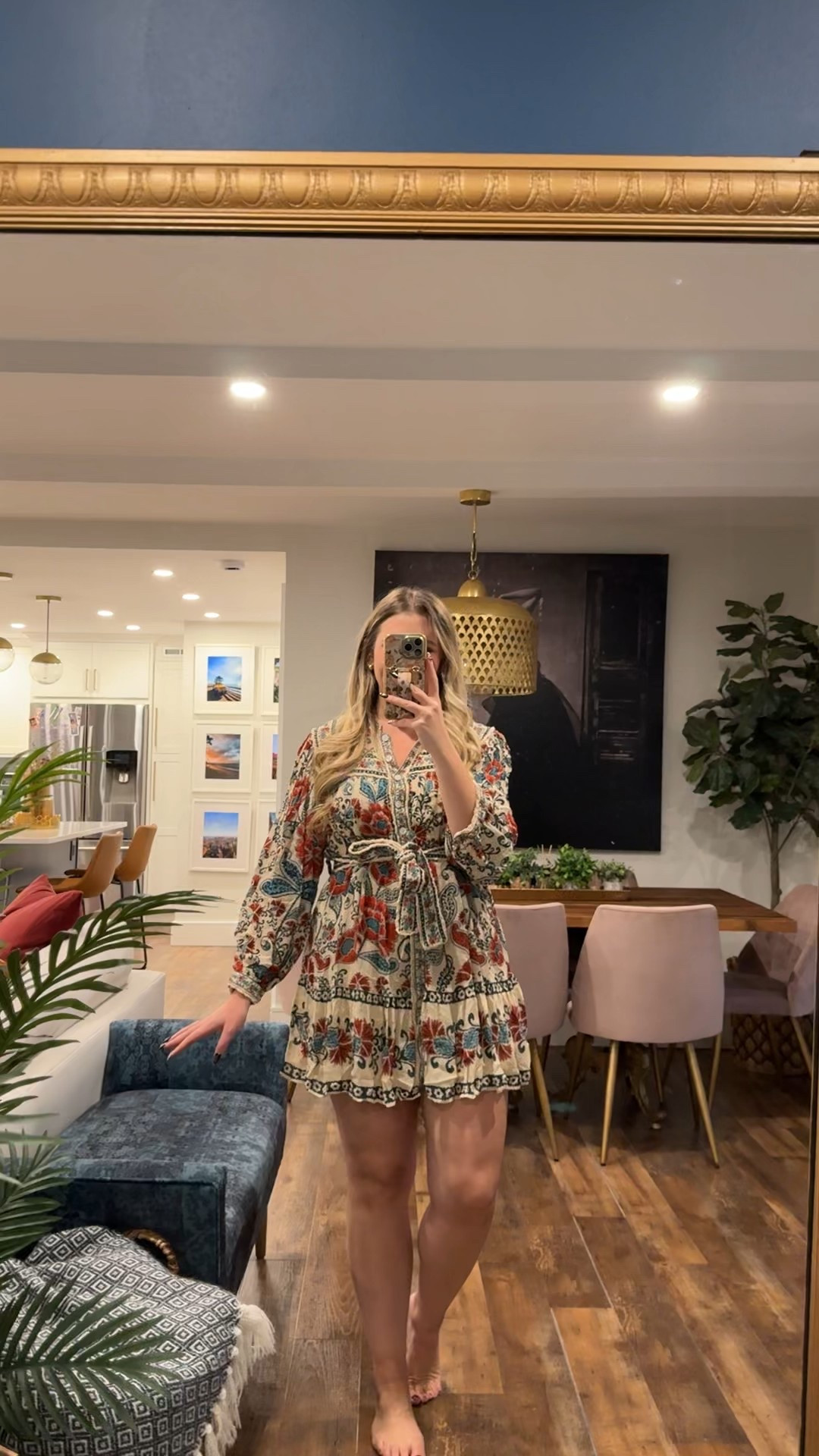 The cutest fall printed Farm Rio mini dress. Wearing a large, true to size. A little short on me & I'm 5'6". fall dress, fall outfit 

 #LTKSeasonal #LTKMidsize #LTKStyleTip