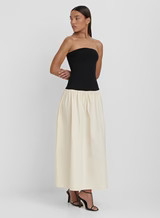 Monochrome Drop Waist Bandeau Dress- Lova | 4th & Reckless