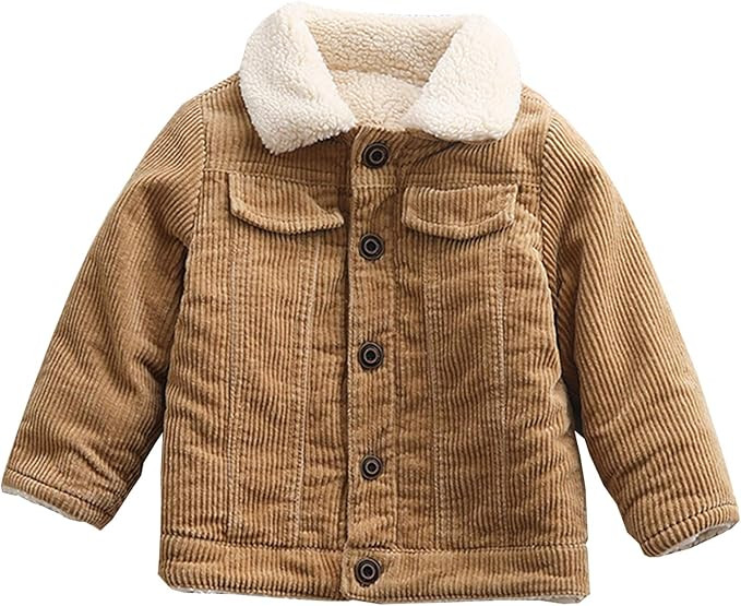 Moru Toddler Boy Winter Corduroy Jacket Baby Girl Fall Sherpa Lined Outwear Coat | Amazon (US)