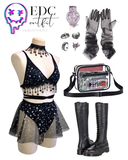 EDC outfit idea, EDC outfit inspo, EDC outfits, rave outfit idea, rave outfit inspo, festival outfit idea, festival outfit inspo, rave set, festival set, clear bag, concert bag, tall doc martens, doc martens, tulle gloves, fairy rings, festival outfits 

#LTKshoecrush #LTKitbag #LTKFestival