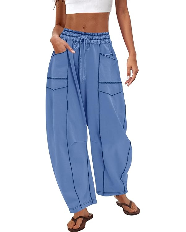 Nirovien Barrel Sweatpants Wide Leg Pants Baggy Pants Lounge Sweats | Amazon (US)