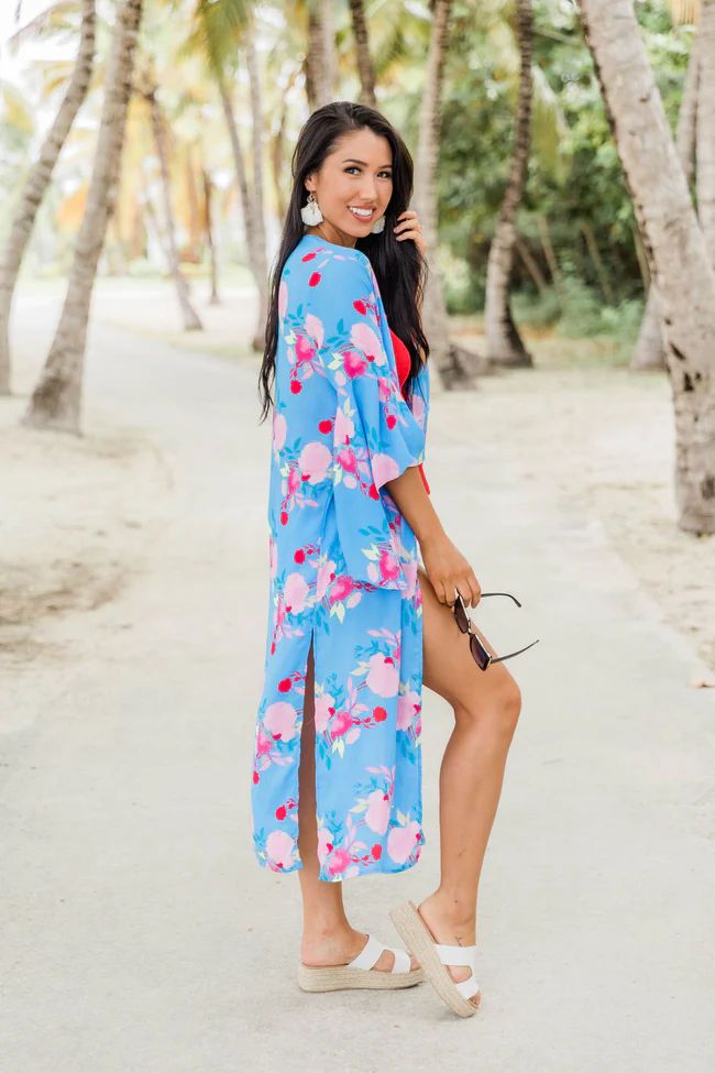 Look At You Shine Blue Floral Duster Kimono | The Pink Lily Boutique