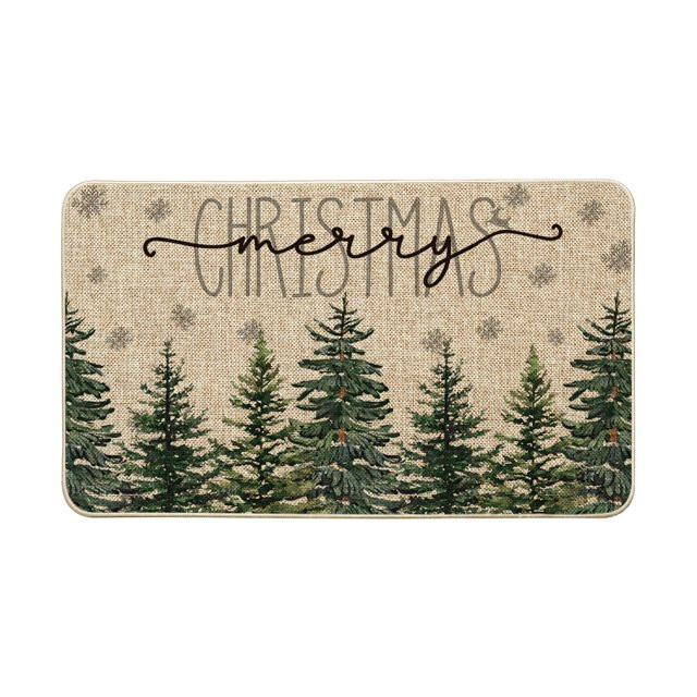 Smile Pine Trees Snowflakes Merry Christmas Welcome Decorative Doormat, Seasonal Winter Xmas Low-... | Walmart (US)