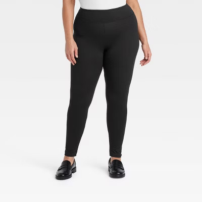Women's Supersoft Leggings with Wide Waistband - A New Day™ Black 1X | Target