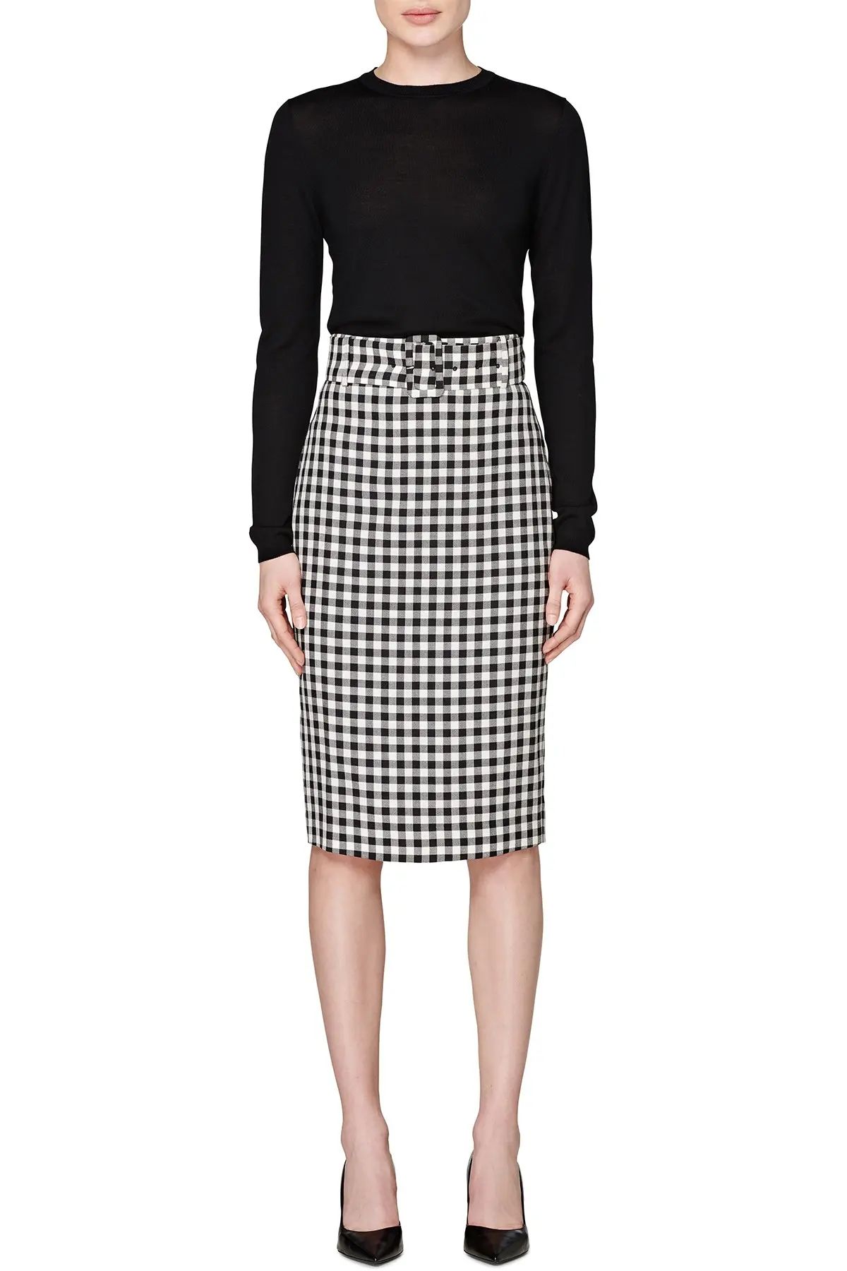 SUISTUDIO Darell Belted Gingham Pencil Skirt at Nordstrom Rack | Nordstrom Rack