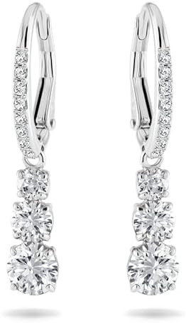 Swarovski Stilla Attract Trilogy Drop Pierced Earrings with White Crystals on a Rhodium Plated Se... | Amazon (US)