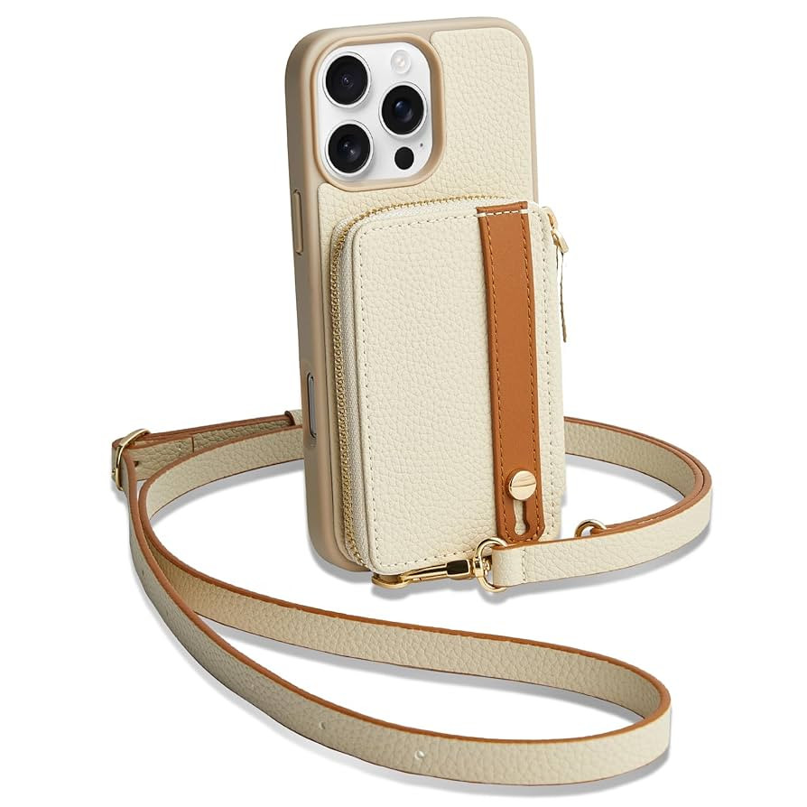 LAMEEKU for iPhone 16 Pro Max Wallet Case with Card Holder, Zipper Leather Crossbody Case with Ki... | Amazon (US)