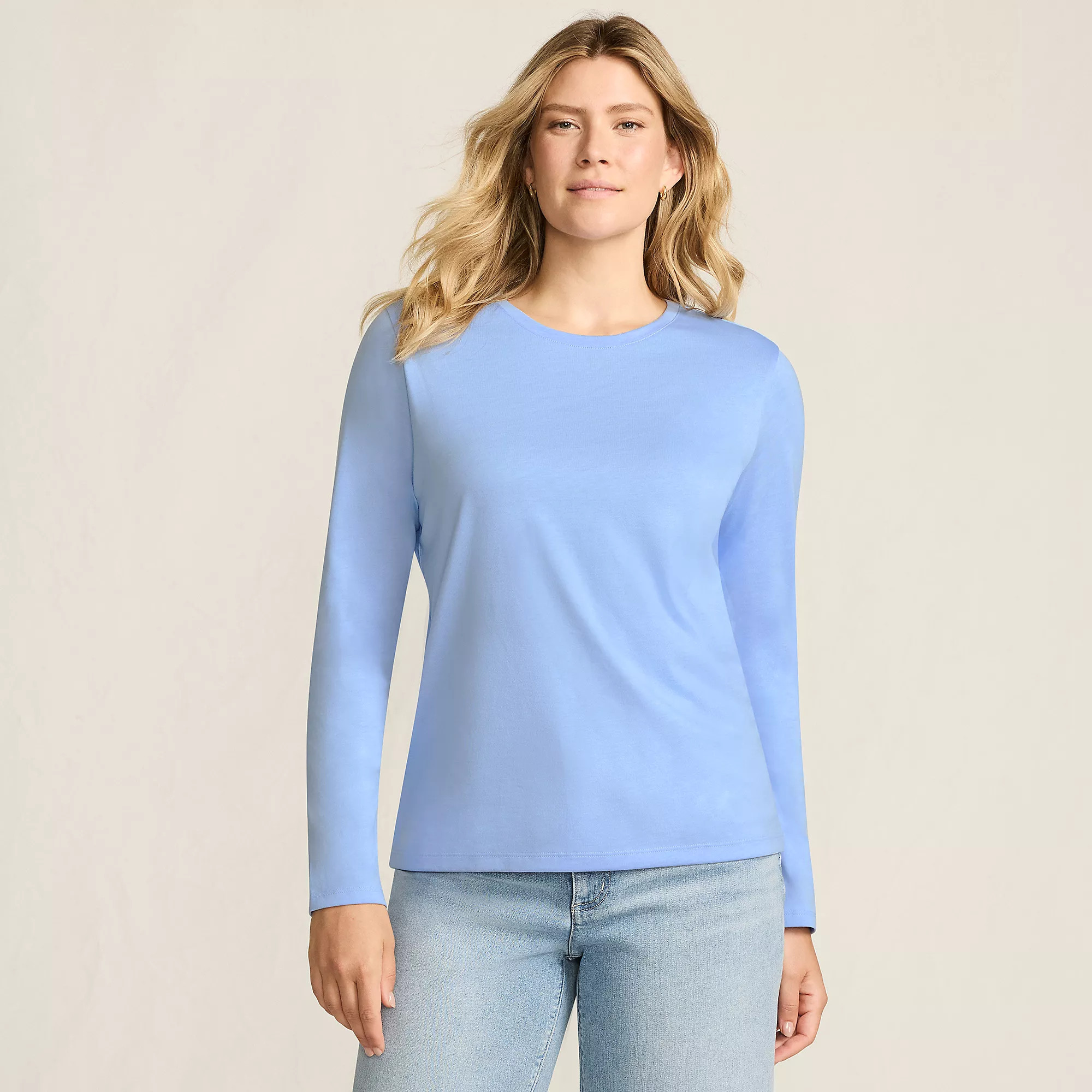 Supima Cotton Long Sleeve Crewneck T-Shirt | Lands' End (US)