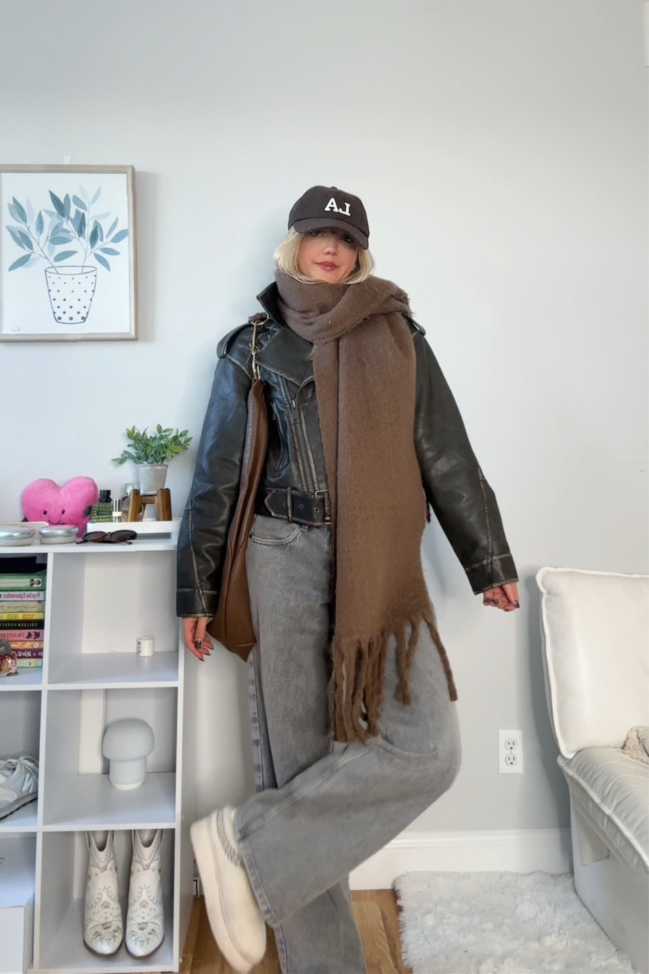 Neutral leather jacket winter outfit 

Chunky scarf 

#LTKFindsUnder100 #LTKStyleTip