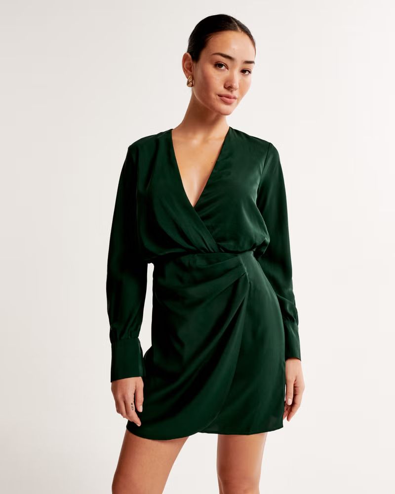 Women's Long-Sleeve Draped Mini Dress | Women's Dresses & Jumpsuits | Abercrombie.com | Abercrombie & Fitch (US)