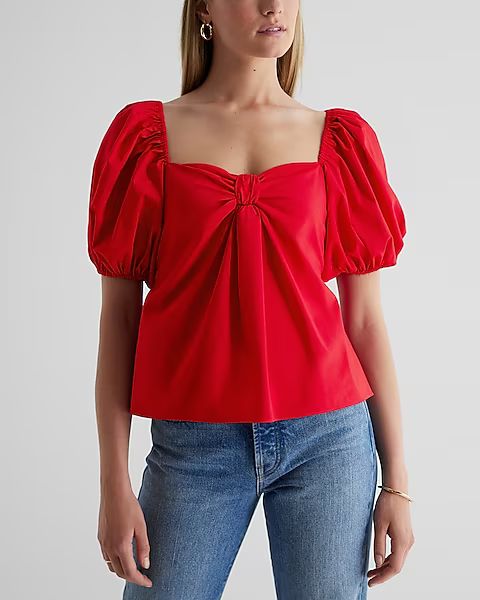 Sweetheart Neckline Tie Back Babydoll Top | Express