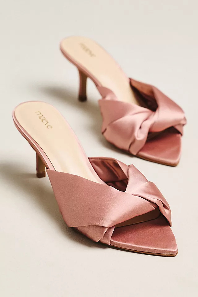 Maeve Ilora Satin Twist Mule Heels | Anthropologie (US)