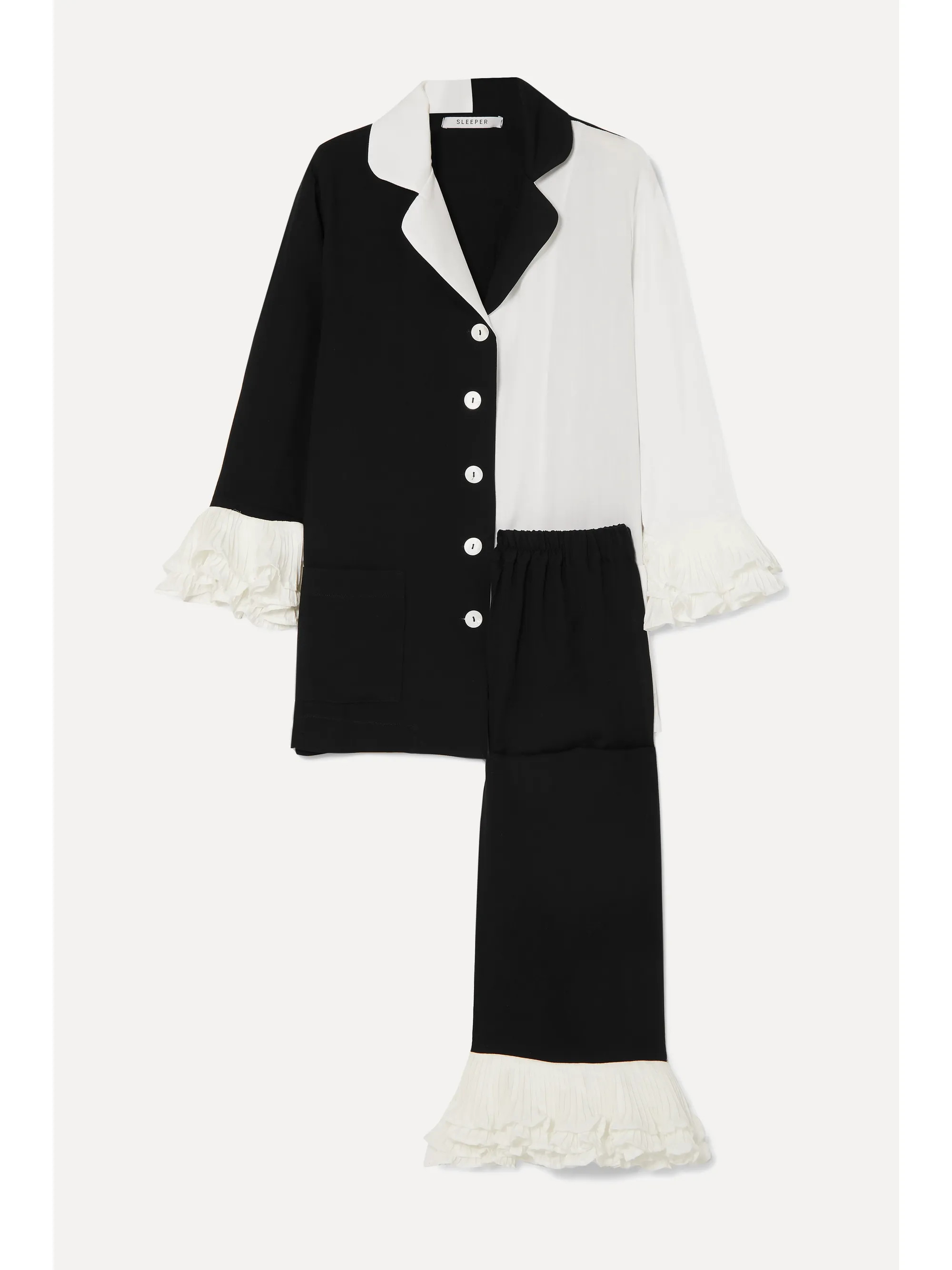 SleeperArlekino ruffled chiffon-trimmed crepe de chine pajama set | NET-A-PORTER (US)