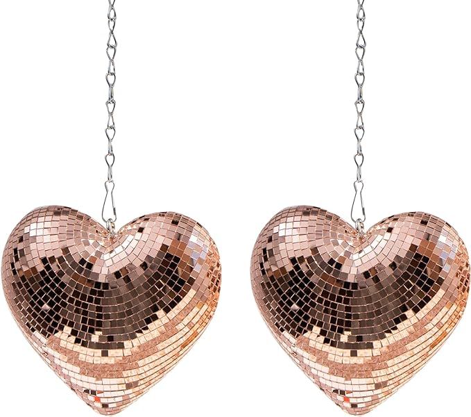 Favation Disco Ball 2 Pack Heart Shaped Disco Balls Rose Gold Disco Ball Decorations for Party,Ro... | Amazon (US)