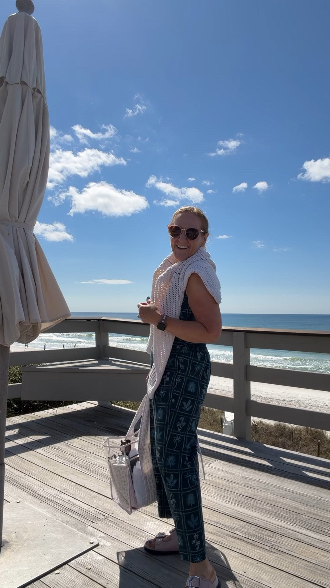 Love this bathing suit and coordinating coverup pants. Wearing a medium 
Target sweater size medium it is not oversized 
29% off the tote with code NANETTE 

#LTKSaleAlert #LTKOver40 #LTKSwim