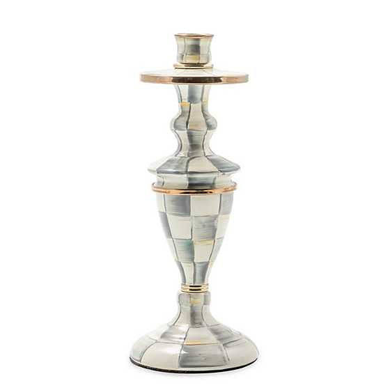 Sterling Check Enamel Candlestick - Medium | MacKenzie-Childs