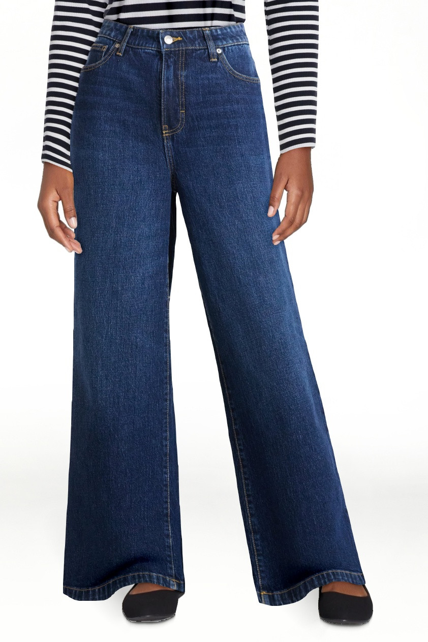 Free Assembly Women's High Rise Full Length Wide Leg Jeans, 30" Inseam, Sizes 0-26W | Walmart (US)