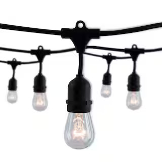 Outdoor/Indoor 14 ft. Plug-in S14 Incandescent Black String Light with Clear Included 10 Sockets ... | The Home Depot