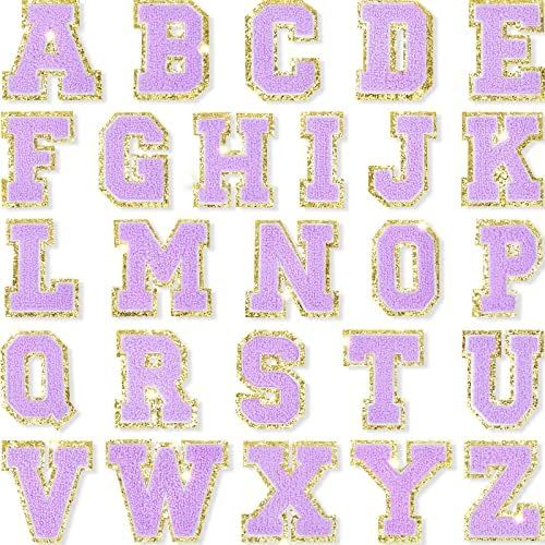 26 Pieces Glitters Patches Iron on Letters Chenille A-Z Patches Decorative Repair Embroidered Patche | Amazon (US)