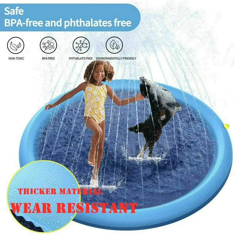 Splash Pad Sprinkler for Dogs Kids Wading Pool Childrens Inflatable Water Toys 66.9 inch Large Si... | Walmart (US)