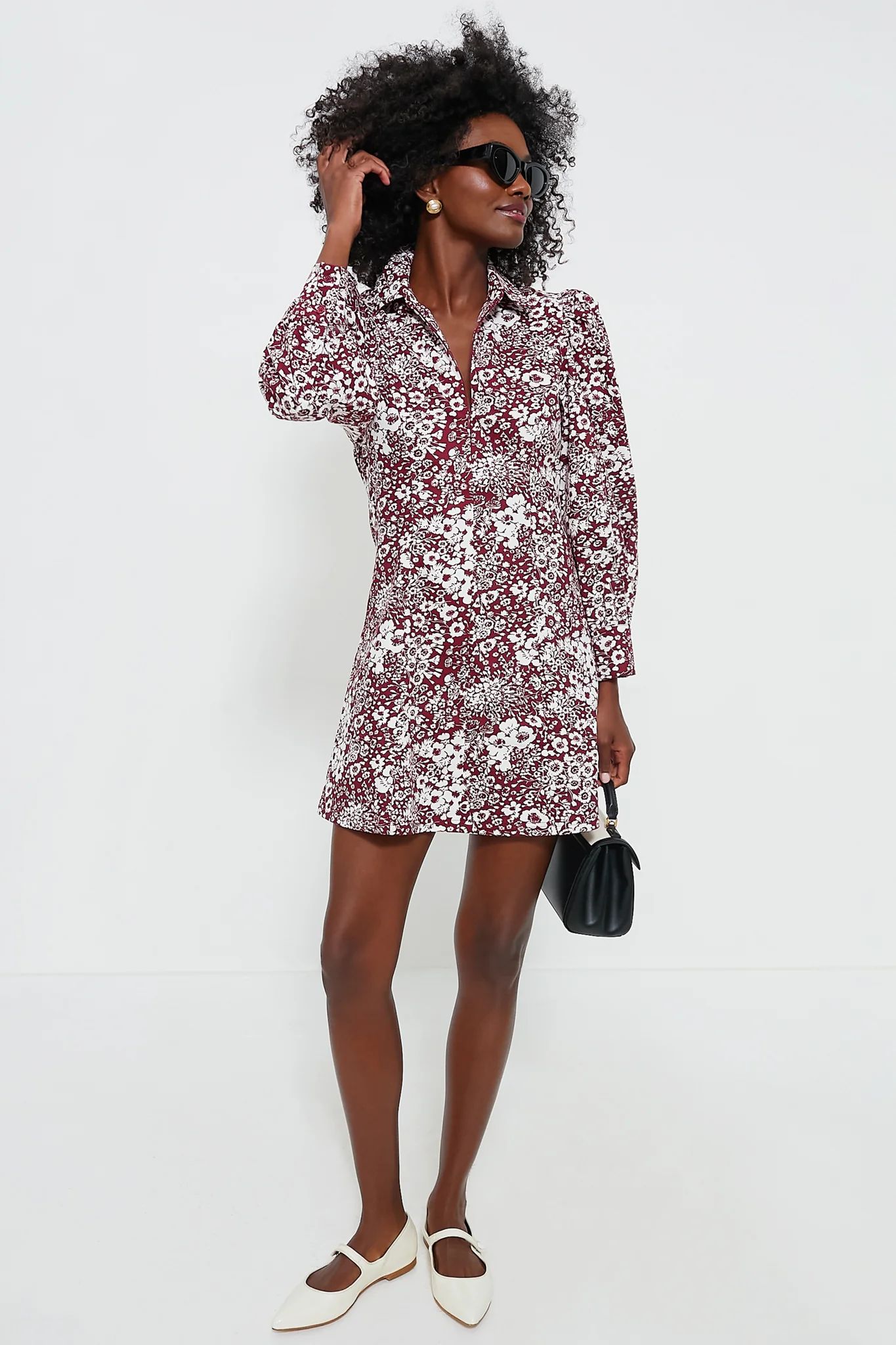 Maroon Floral Front Zip Begonia Mini Dress | Tuckernuck (US)