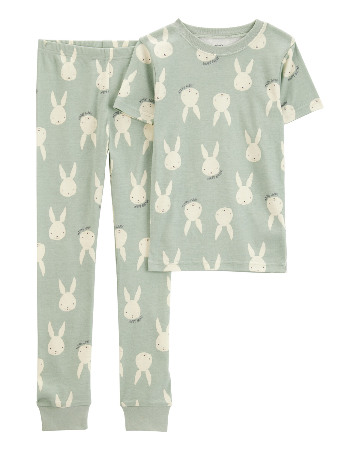 Kid Bunny Print Easter Snug Fit Cotton 2-Piece Pajamas - Green | Carter's Inc