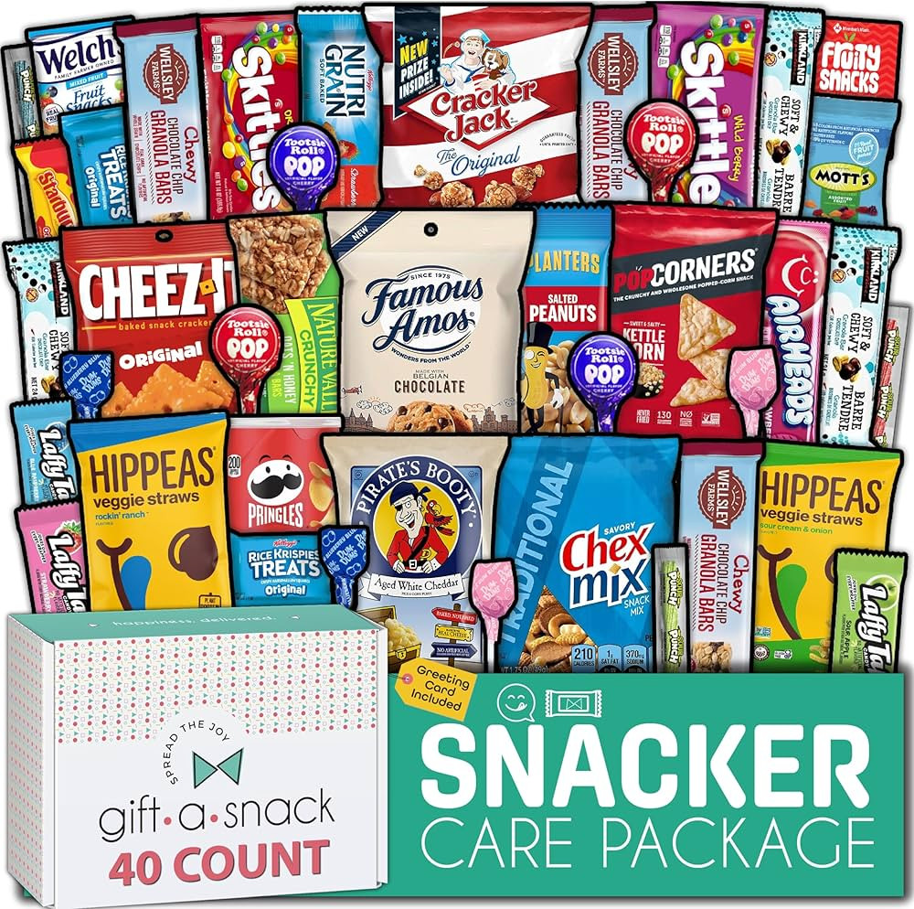 Gift A Snack - Holiday Christmas Snack Box Variety Pack Care Package + Greeting Card (40 Count) X... | Amazon (US)