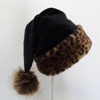 Black Leopard Fur Santa Hat, Novelty Sexy Claus Christmas Party Costume Hat | Etsy (US)