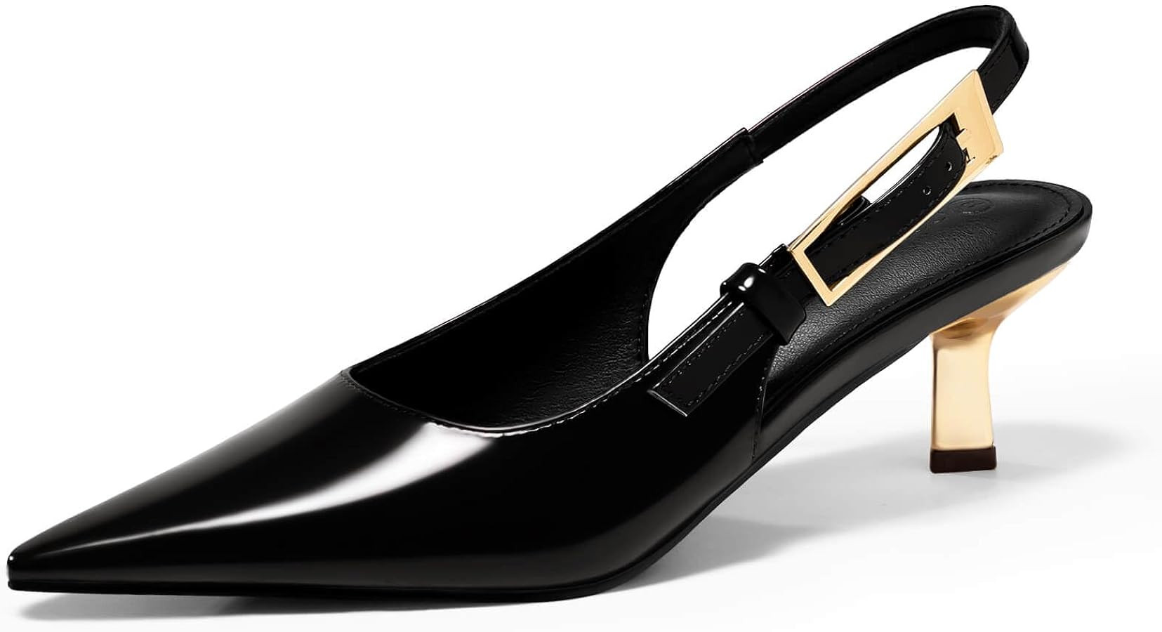 Coutgo Womens Slingback Kitten Heels Closed Pointed Toe Pumps Buckle Strap Wedding Party Dress Sh... | Amazon (US)