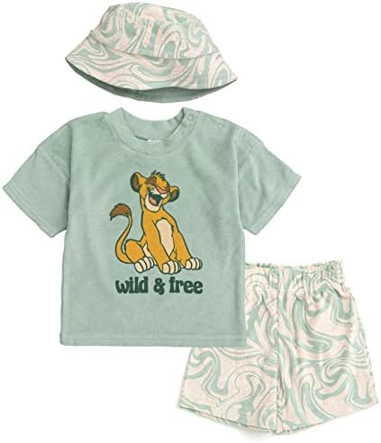 Disney Baby Loop Terry Cloth T-Shirt, Shorts & Bucket Sun Hat 3 Piece Outfit Set Newborn to Infan... | Amazon (US)