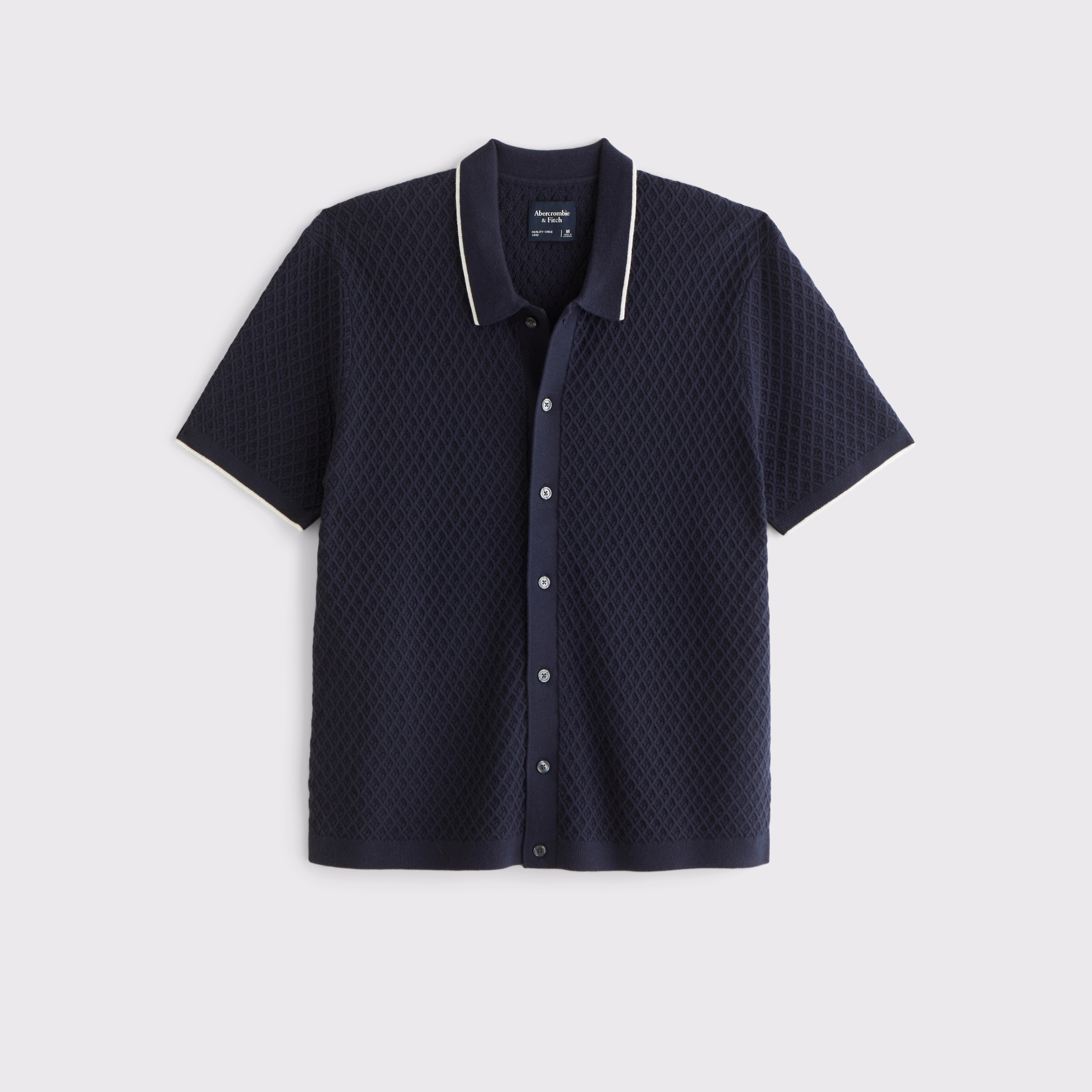 Diamond Stitch Button-Through Sweater Polo | Abercrombie & Fitch (US)