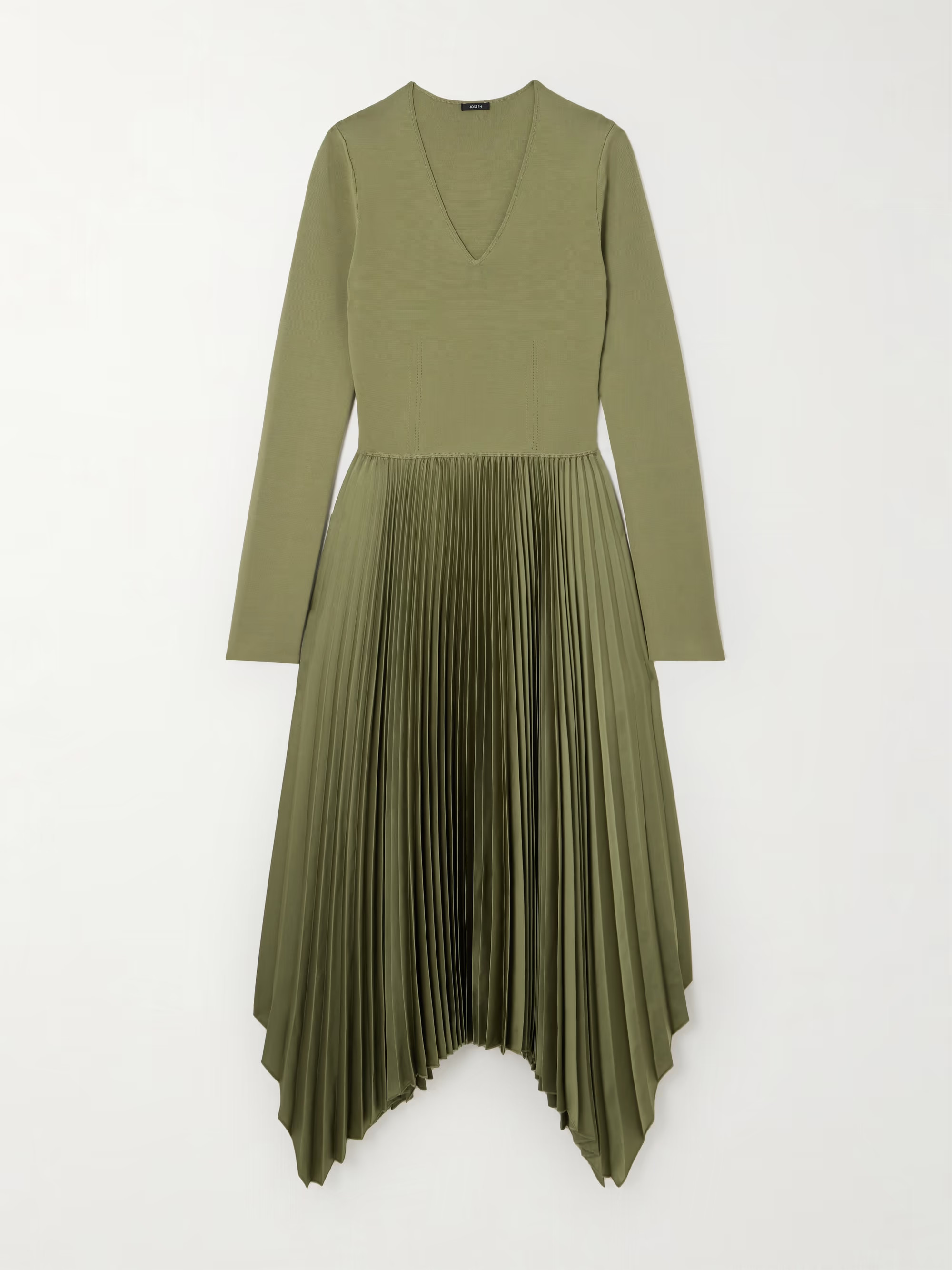 Dubois asymmetric knitted and pleated satin-crepe dress | NET-A-PORTER (US)