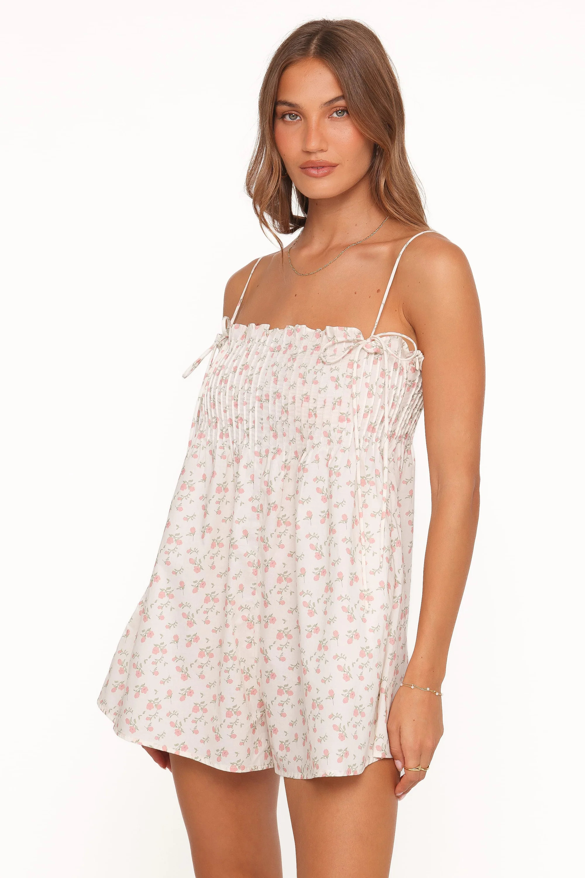 Liora Romper - Peach Ditsy Floral | Petal & Pup (US)