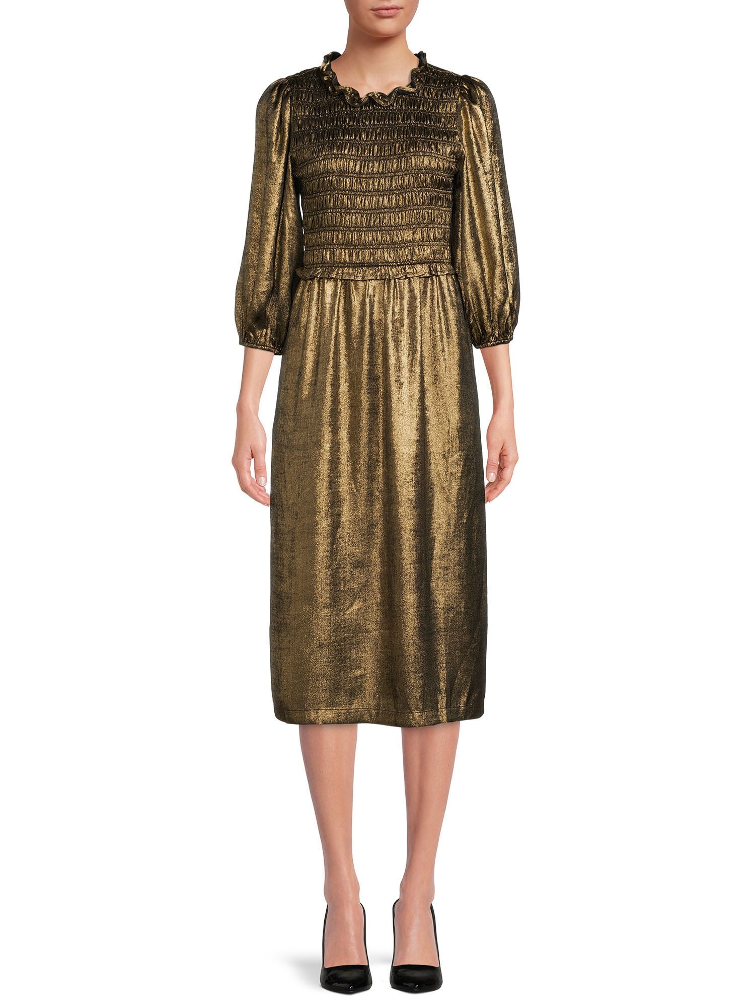 The Get Women's Metallic Midi Dress | Walmart (US)