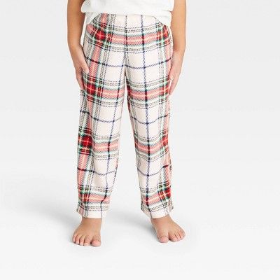 Toddler Holiday Plaid Fleece Matching Family Pajama Pants - Wondershop™ White | Target