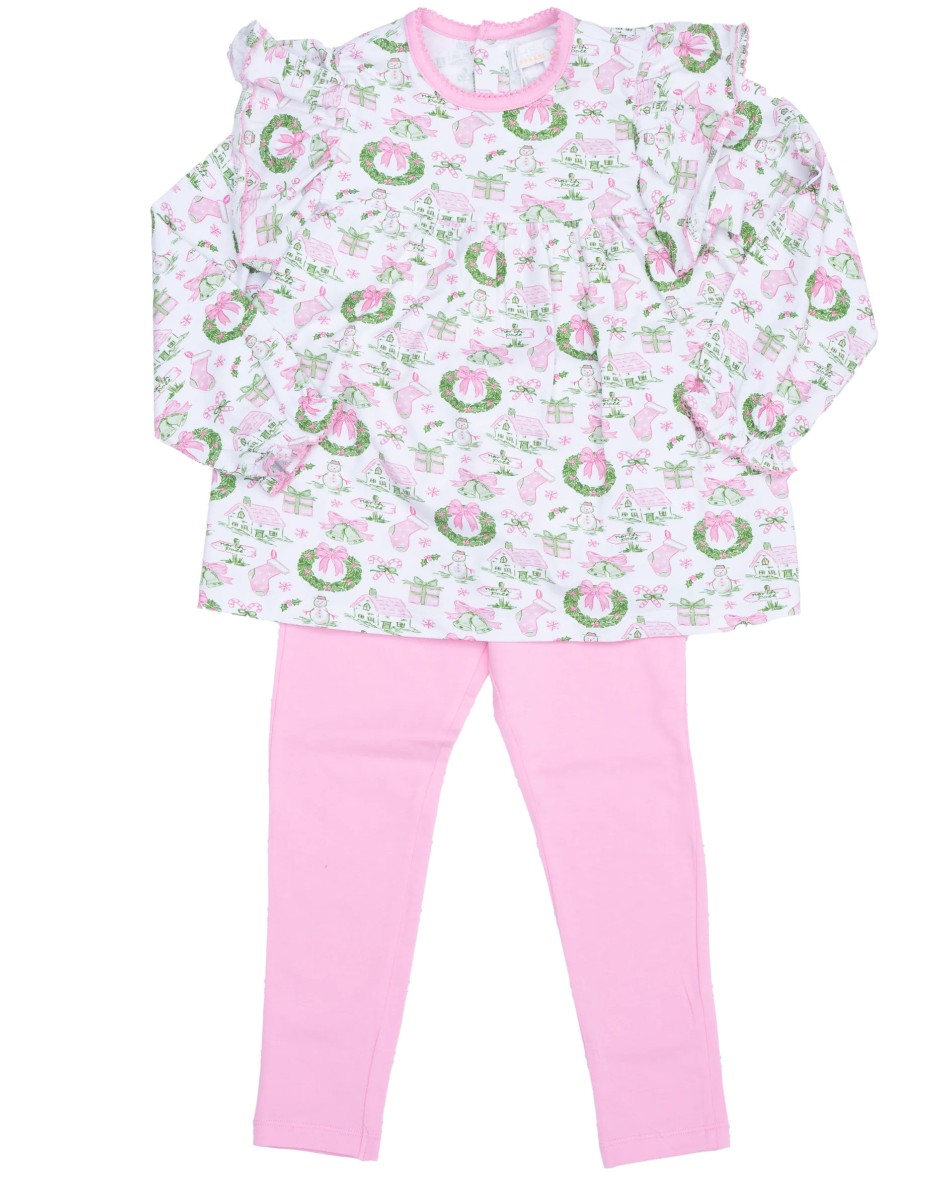 Abree Pink Holiday Toile Legging Set | The Oaks Apparel Company