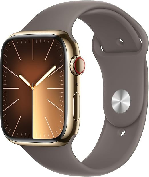 Apple Watch Series 9 [GPS + Cellular 45mm] Smartwatch with Gold Stainless Steel Case with Clay Sp... | Amazon (US)