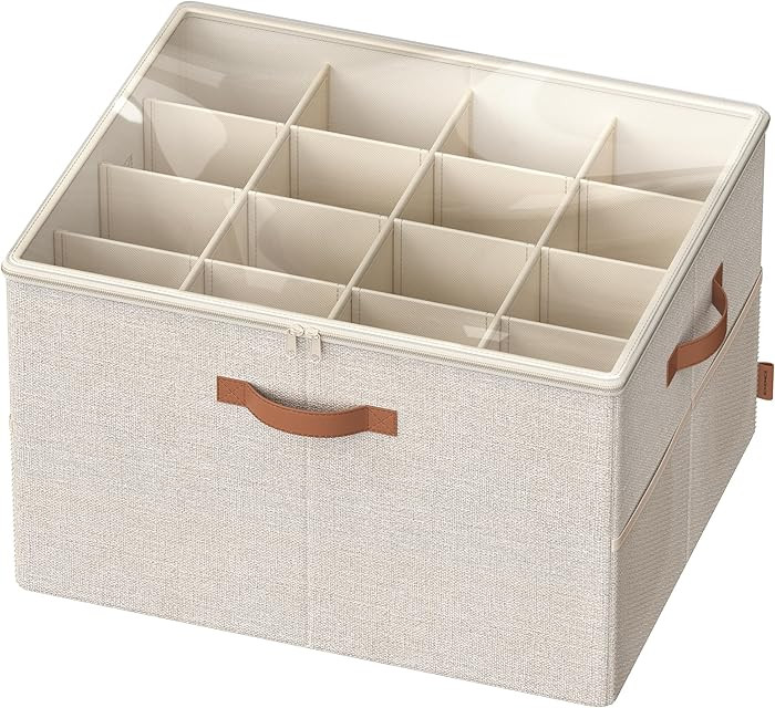 SONGMICS Shoe Organizer for Closet, Shoe Storage Bin, Fits 16 Pairs, Fabric Container with Handle... | Amazon (US)