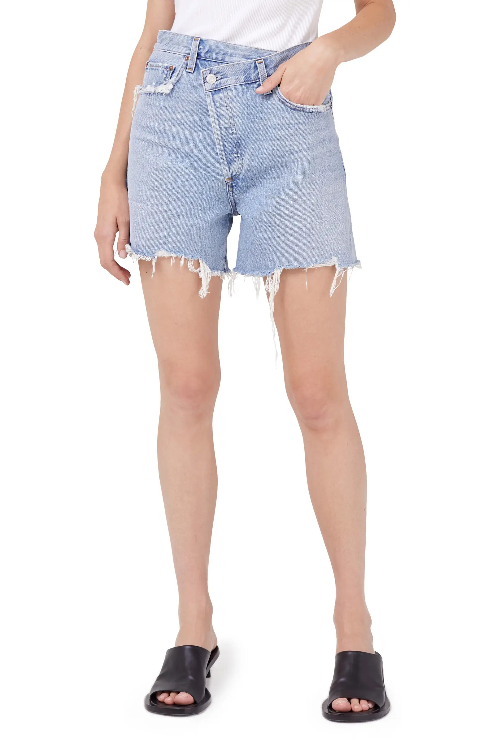 AGOLDE Crisscross Super High Waist Organic Cotton Denim Shorts | Nordstrom | Nordstrom