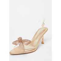 Gold Diamante Bow Heels | Quiz Clothing