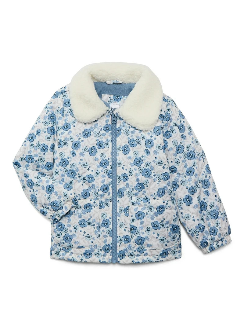 Carter’s Child of Mine Toddler Girl Quilted Jacket with Fleece Collar, Sizes 2T-5T | Walmart (US)