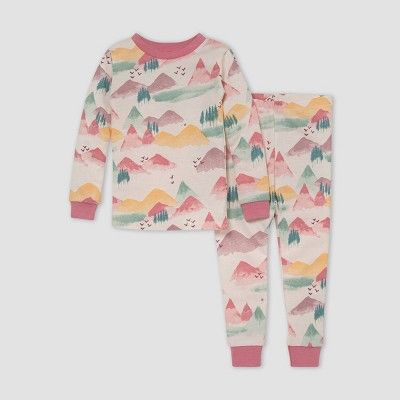 Burt's Bees Baby® Toddler Girls' 2pc Mountains Snug Fit Pajama Set - Pink | Target