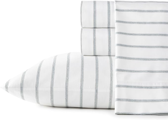 Stone Cottage - King Sheets, Cotton Percale Bedding Set, Crisp & Cool Home Decor (Trenton Stripe ... | Amazon (US)