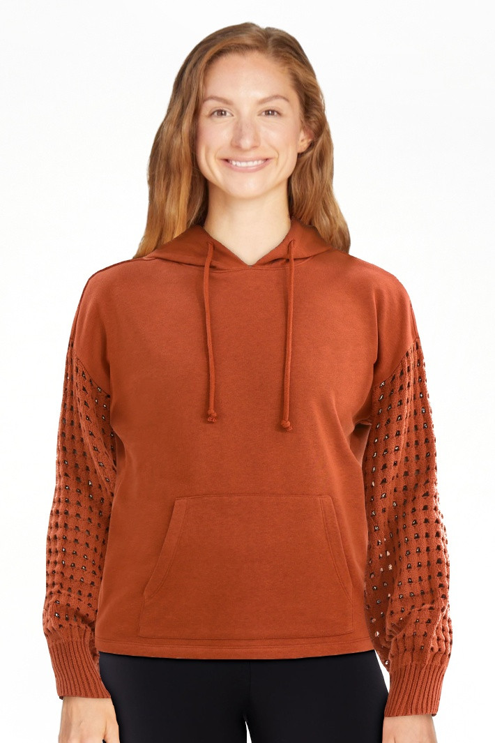Time and Tru Women's Fleece Hoodie with Crochet Long Sleeves, Sizes XS-XXXL | Walmart (US)