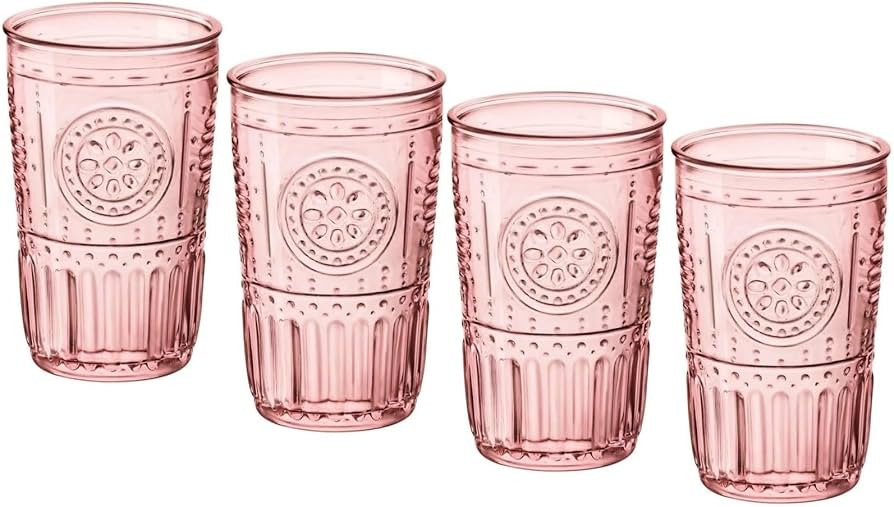Bormioli Rocco Romantic Set of 4 Cooler Glasses, 16 Oz. Colored Crystal Glass, Cotton Candy Pink,... | Amazon (CA)
